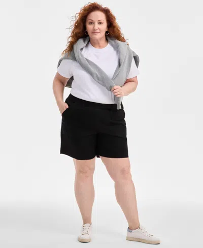 Style & Co Plus Size Pull-on Shorts, Exclusively At Macy's In Deep Black