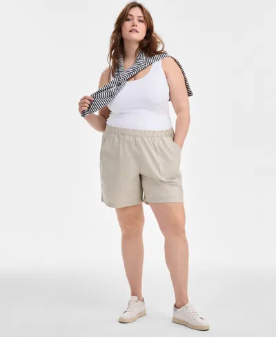 Style & Co Plus Size Pull-on Shorts, Exclusively At Macy's In Stone Wall