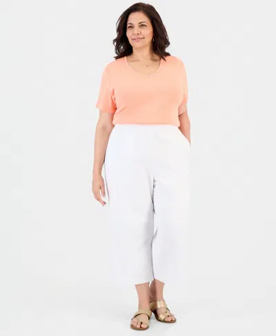 Style & Co Plus Pull-on Wide-leg Capri Pants, Macy's Exclusive In Blue