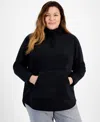 Style & Co Plus Size Quarter-zip Long-sleeve Sweater, Created For Macy's In Deep Black