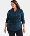 Style & Co Plus Size Quarter-zip Long-sleeve Sweater, Created For Macy's In Multi