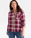 Style & Co Plus Size Sarah Plaid Perfect Shirt, Macy's Exclusive In Multi