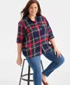 Style & Co Plus Size Sarah Plaid Perfect Shirt, Macy's Exclusive In Multi