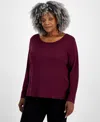 Style & Co Womens Cotton Long Sleeve Scoop Neck Top Pp 4x Created For Macys