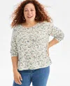 Style & Co Plus Size Scoop-neck Long-sleeve Top, Exclusively For Macy's In Multi