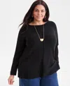 Style & Co Plus Size Seam-front Lux Tunic Sweater, Macy's Exclusive In Black