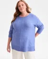 Style & Co Plus Size Knit Seam-front Tunic Top, Exclusively Macy's In Blue