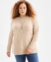 Style & Co Plus Size Seam-front Lux Tunic Sweater, Macy's Exclusive In Brown