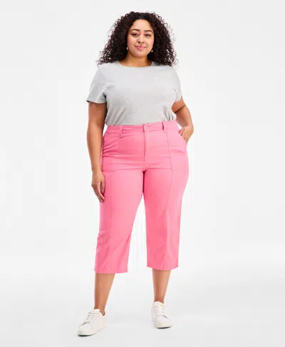 Style & Co Plus Size Seam Utility Capri Pants, Macy's Exclusive In Pink
