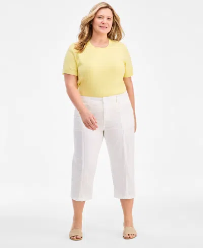 Style & Co Plus Size Seam Utility Capri Pants, Macy's Exclusive In White