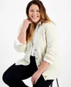 Style & Co Plus Size Shimmer Sequin Cable-knit Cardigan, Created For Macy's In Earl Natural