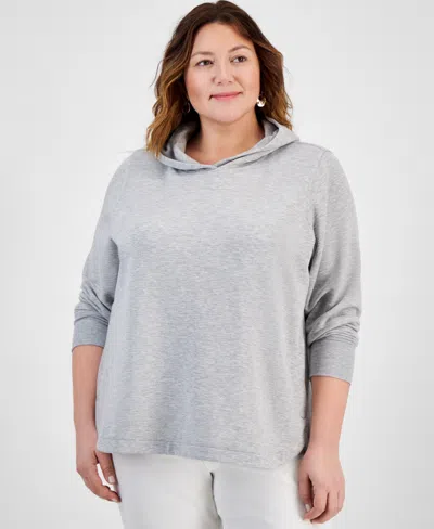 Style & Co Plus Size Side-snap Fleece Hoodie, Exclusively At Macy's In Gray