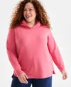 Style & Co Plus Size Side-snap Fleece Hoodie, Exclusively At Macy's In Red Granite