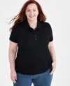 STYLE & CO PLUS SIZE SOLID COTTON POLO SHIRT, CREATED FOR MACY'S