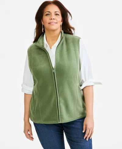 Style & Co Plus Size Solid Polar Fleece Vest, Exclusively At Macy's In Multi