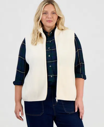 Style & Co Plus Size Solid Polar Fleece Vest, Exclusively At Macy's In Palomino