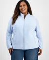 Style & Co Plus Size Solid Polar Fleece Zip-front Jacket, Exclusively At Macy's In Blue