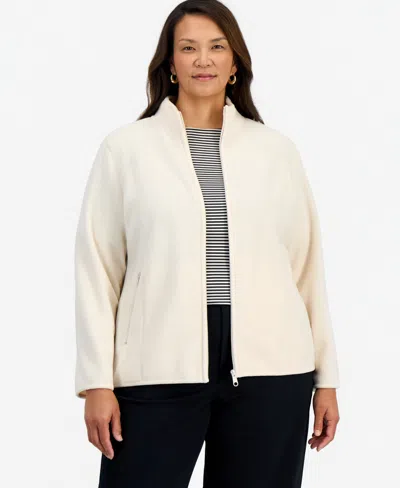 Style & Co Plus Size Solid Polar Fleece Zip-front Jacket, Exclusively At Macy's In Multi