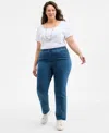 Style & Co Plus Size Straight-leg Pull-on Jeans, Exclusively At Macy's In Blue