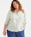 Style & Co Plus Size Striped Button-front Shirt, Exclusively At Macy's In Stamped Louis