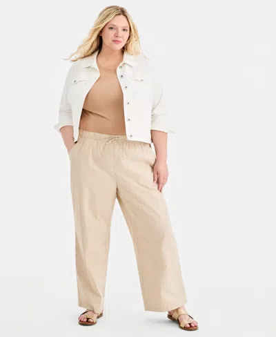 Style & Co Women's Wide-leg Pull-on Pants, Macy's Exclusive In Neutral