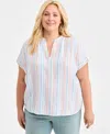 Style & Co Plus Size Striped V-neck Dolman-sleeve Top, Macy's Exclusive In Multi