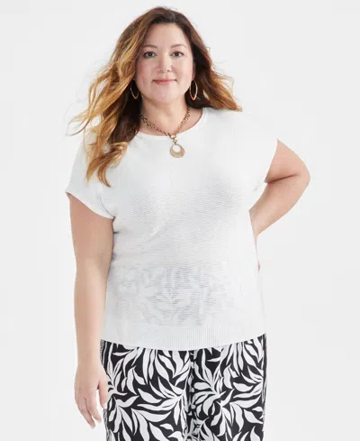 Style & Co Plus Size Textured Dolman-sleeve Sweater, Created For Macy's In Neo Natural