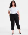 Style & Co Plus Size Tie-hem Cropped Utility Pants, Exclusively At Macy's In Black
