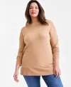 Style & Co Plus Size Tunic Sweater, Exclusively At Macy's In Natural Camel