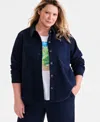 Style & Co Style Co Plus Size Dobby Twill Shacket Graphic Print Tee Wide Leg Pants Exclusively At Macys In Industrial Blue
