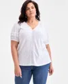 Style & Co Petite Floral-print Top, Exclusively At Macy's In White