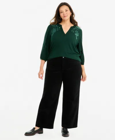 Style & Co Plus Size Velvet High-rise Wide-leg Pants, Macy's Exclusive In Multi