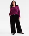 Style & Co Plus Size Wide-leg Corduroy Pants, Macy's Exclusive In Black