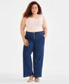 Style & Co Plus Size Wide-leg High-rise Jeans, Created For Macy's In Kiwi Wash
