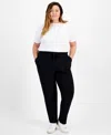 Style & Co Plus Size Yummy Fleece Drawstring Pants, Created For Macy's In Deep Black
