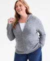 Style & Co Plus Size Zip-front Hooded Sweater, Macy's Exclusive In Multi