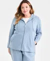 Style & Co Women's Zip-front Hooded Sweatshirt, Created For Macy's In Blue