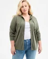 Style & Co Plus Size Zip-up Hooded Sweatshirt, Exclusively At Macy's In Oliva