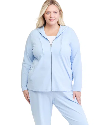 Style & Co Plus Size Zip-up Hooded Sweatshirt, Exclusively At Macy's In Pale French Blue