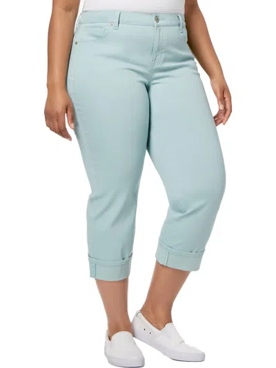 Style & Co Plus Womens Cuffed Mid-rise Capri Jeans In Multi