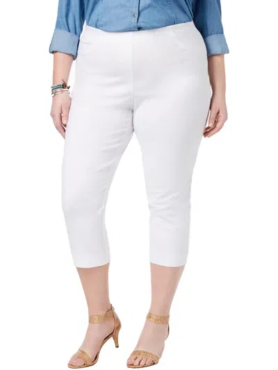 Style & Co Plus Womens Mid-rise Pull On Capri Pants In White