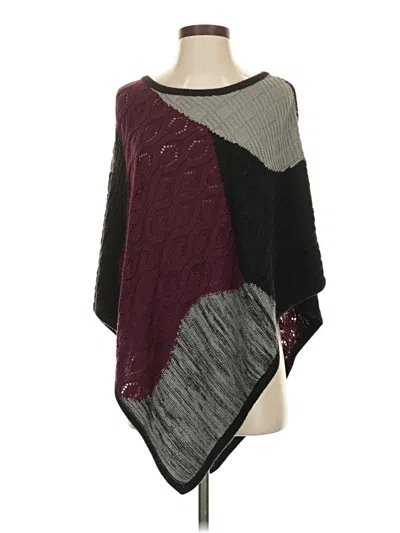Pre-owned Style & Co Poncho In Burgundy