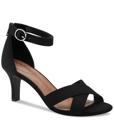 Style & Co Women's Priyaa Ankle Strap Dress Sandals, Created For Macy's In Black Micro