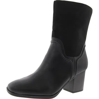 Style & Co Queenyp Womens Laceless Man Made Motorcycle Boots In Black