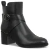 Style & Co Rosaliee Womens Faux Leather Block Heel Booties In Black