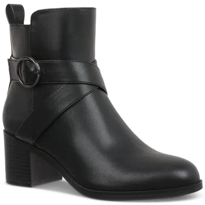 Style & Co Rosaliee Womens Faux Leather Block Heel Booties In Black Sm