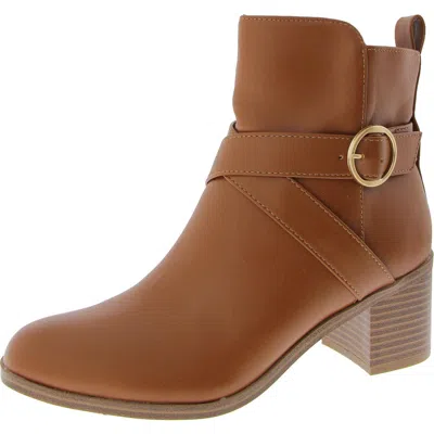 Style & Co Rosaliee Womens Faux Leather Block Heel Booties In Multi
