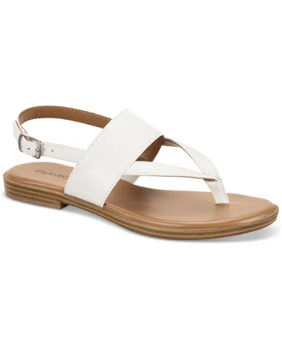 Style & Co Sadiee Thong Flat Slingback Sandals, Created For Macy's In White Snake