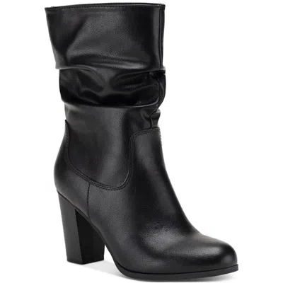 STYLE & CO SARAA SLOUCH WOMEN'S BLACK FAUX LEATHER MID-CALF BOOTS LION772