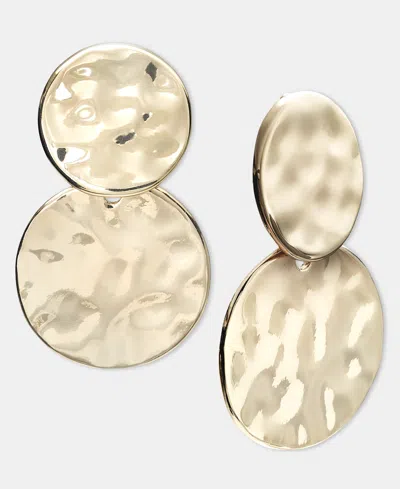 Style & Co Sculptural Disc Clip-on Double Drop Earrings, Macy's Exclusive In Gold